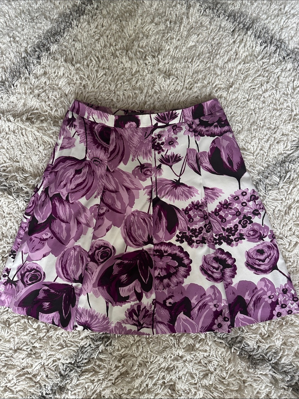 Ann Taylor A-Line Purple Flower Skirt
